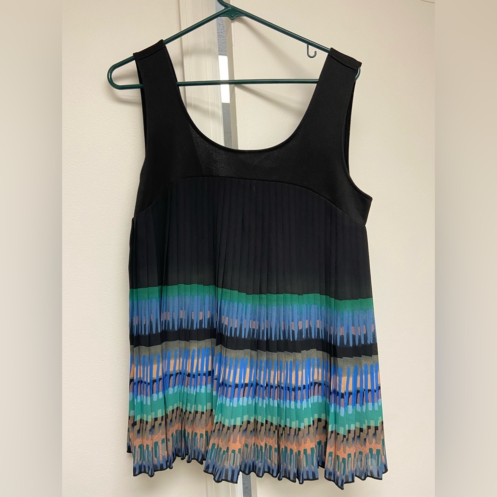 Diletta  black and blue/pink/green accordion folds swing top. Size M.
